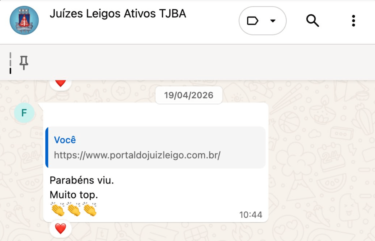 Endosso do grupo TJBA — muito top